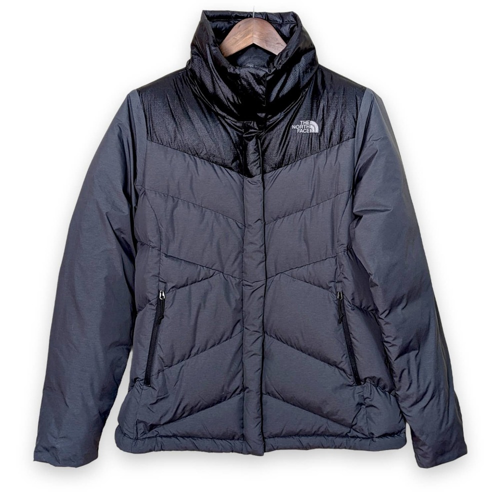 The North Face 550 Goose Down Jacket Puffer Coat Women's Large Black Gray